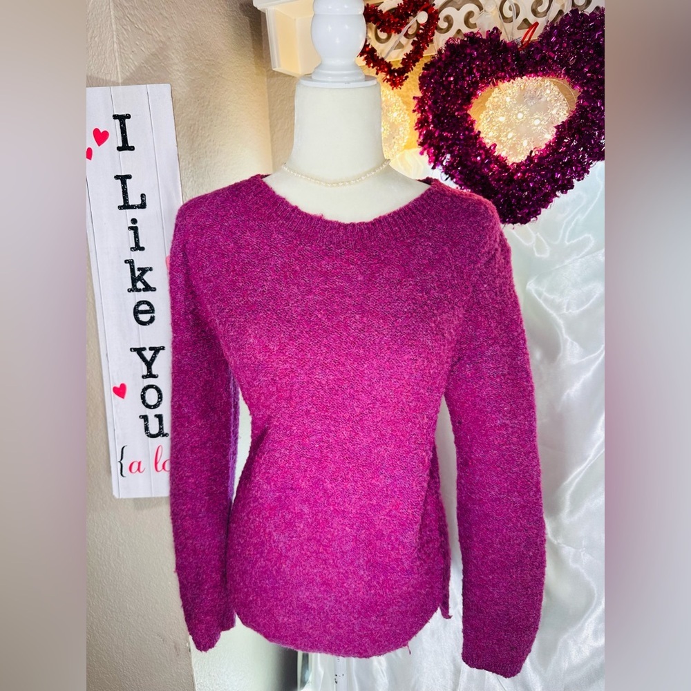 Sonoma Women's Size S Light Pink Knit Fuzzy Long Sleeve Sweater Blouse Top Cozy